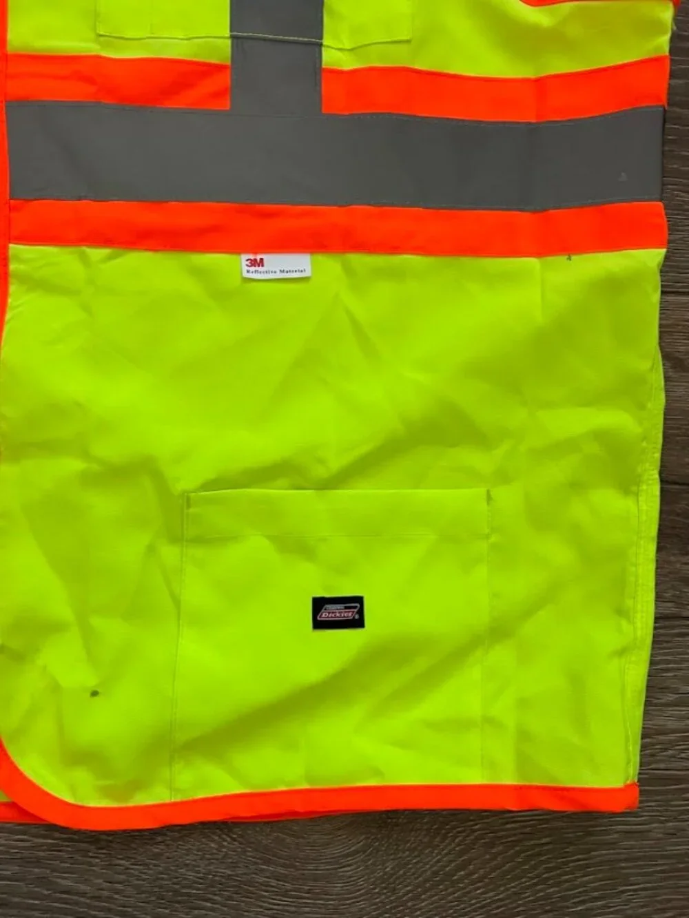 Dickies 3M Neon Yellow Safety Vest Reflective Work Vest Size 2XL